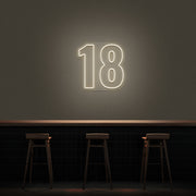 18 Neon Number Neon Sign