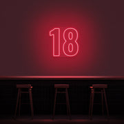 18 Neon Number Neon Sign