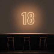 18 Neon Number Neon Sign