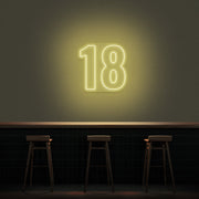 18 Neon Number Neon Sign