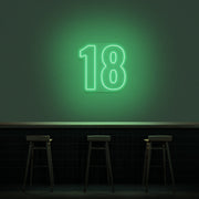 18 Neon Number Neon Sign