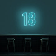 18 Neon Number Neon Sign