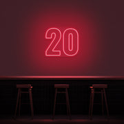 20 Neon Number Neon Sign