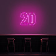 20 Neon Number Neon Sign