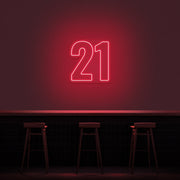 21 Neon Number Neon Sign