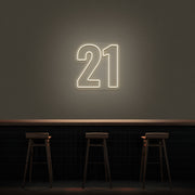 21 Neon Number Neon Sign