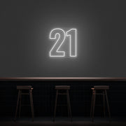 21 Neon Number Neon Sign