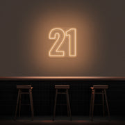 21 Neon Number Neon Sign