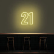 21 Neon Number Neon Sign