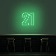 21 Neon Number Neon Sign