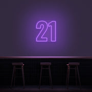 21 Neon Number Neon Sign