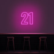 21 Neon Number Neon Sign