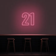 21 Neon Number Neon Sign