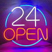 24 Hours Open Neon Sign