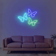 3 Butterflies On One Board Neon Sign