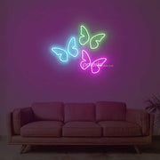 3 Butterflies On One Board Neon Sign