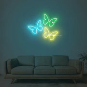 3 Butterflies On One Board Neon Sign