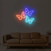 3 Butterflies On One Board Neon Sign