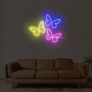 3 Butterflies On One Board Neon Sign