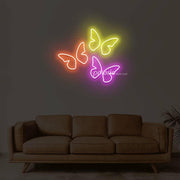 3 Butterflies On One Board Neon Sign