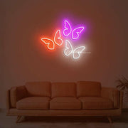 3 Butterflies On One Board Neon Sign