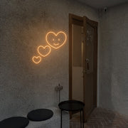 3 Hearts Smile Face Neon Sign