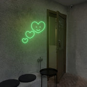 3 Hearts Smile Face Neon Sign