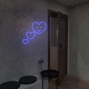 3 Hearts Smile Face Neon Sign