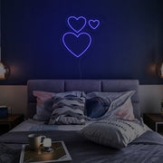 3 Hearts Together Neon Sign