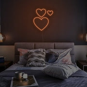 3 Hearts Together Neon Sign