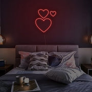 3 Hearts Together Neon Sign