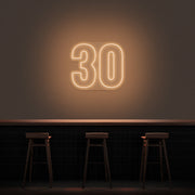 30 Neon Number Neon Sign