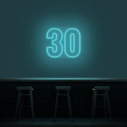 30 Neon Number Neon Sign