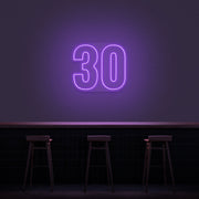 30 Neon Number Neon Sign