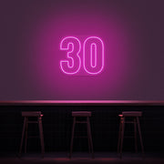 30 Neon Number Neon Sign