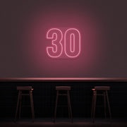 30 Neon Number Neon Sign