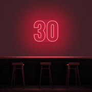 30 Neon Number Neon Sign