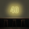 40 Neon Number Neon Sign