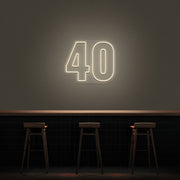 40 Neon Number Neon Sign