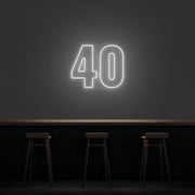 40 Neon Number Neon Sign