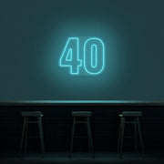 40 Neon Number Neon Sign