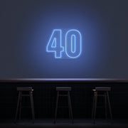 40 Neon Number Neon Sign