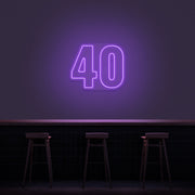 40 Neon Number Neon Sign