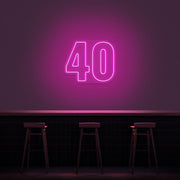 40 Neon Number Neon Sign