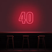 40 Neon Number Neon Sign