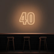 40 Neon Number Neon Sign