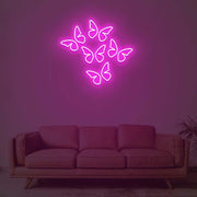 5 Butterflies On One Board Neon Sign