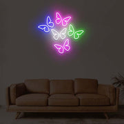 5 Butterflies On One Board Neon Sign