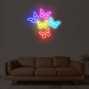 5 Butterflies On One Board Neon Sign