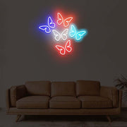 5 Butterflies On One Board Neon Sign